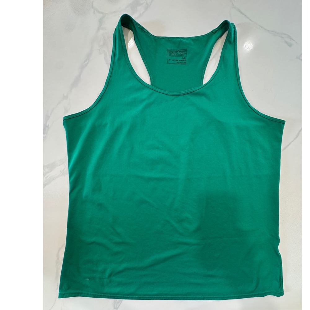 Patagonia Tank Top Capilene Daily Baselayer Size Large Green Womens
